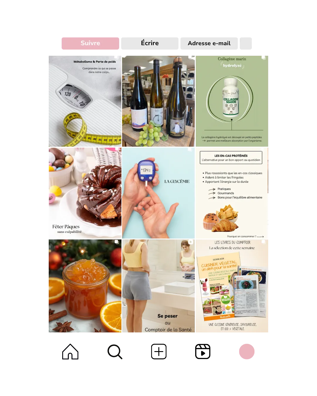 Feed Instagram de Le Comptoir de la Santé avant l’accompagnement
